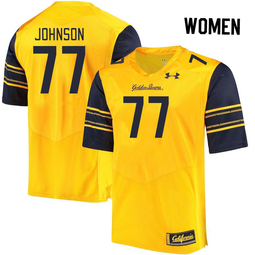 Women #77 Everett Johnson California Golden Bears College Football Jerseys Stitched Sale-Gold - Click Image to Close